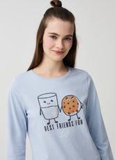 Ovs Pyjamas With Glass Of Milk And Biscuit Print